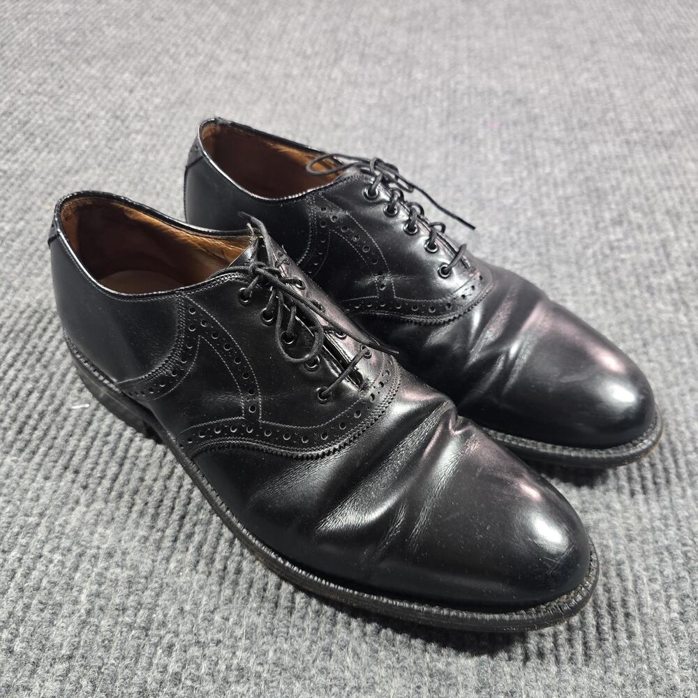 Johnston & Murphy Shoes Mens Size 10 EEE/E Black Leather Cap Toe Brogue Oxford